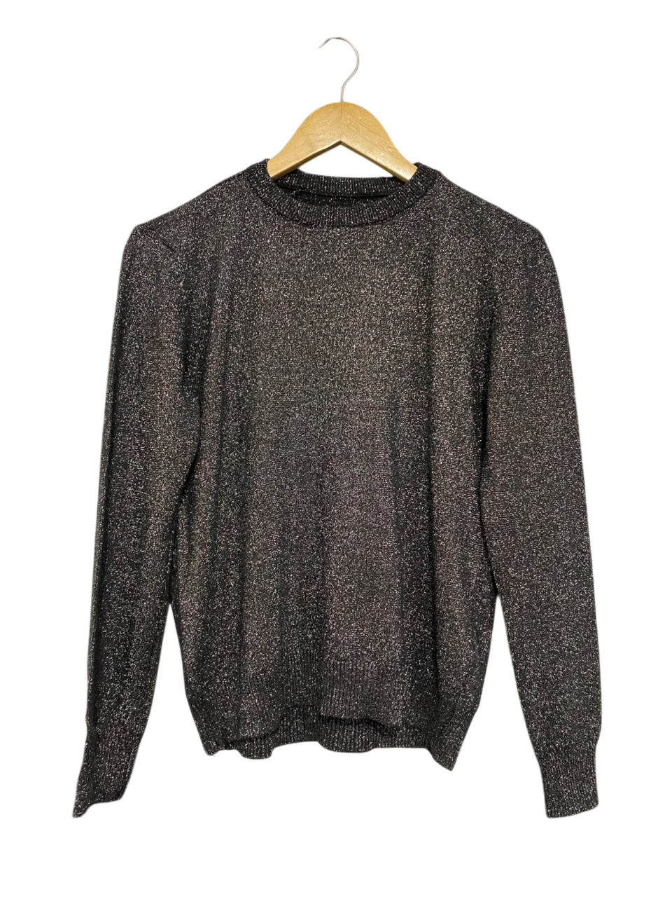 |M| BUST 18| A64| METALLIC CHARCOAL BLACK CREWNECK LONG-SLEEVE TECHNICAL UTILITY SWEATER