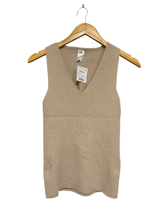 ANKO |XS| BUST 13| A64| BEIGE V-NECK TEXTURED  TANK TOP