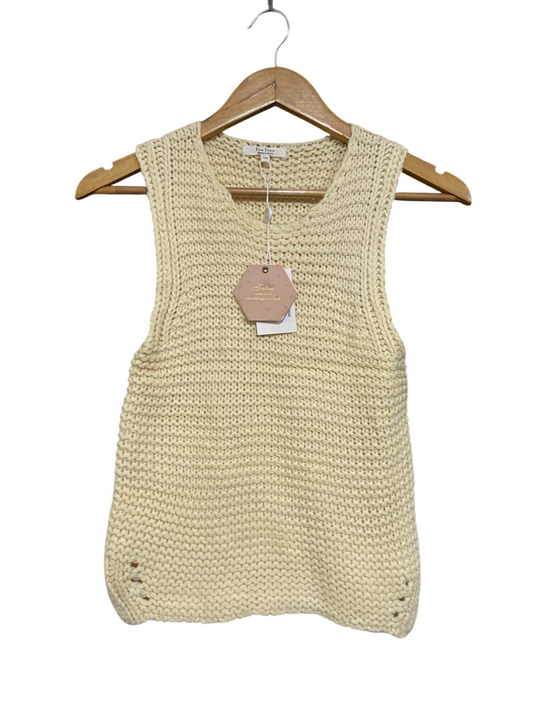 TEE TREE |XS| BUST 13|A64| CREAM CHUNKY KNIT SLEEVELESS  TANK TOP