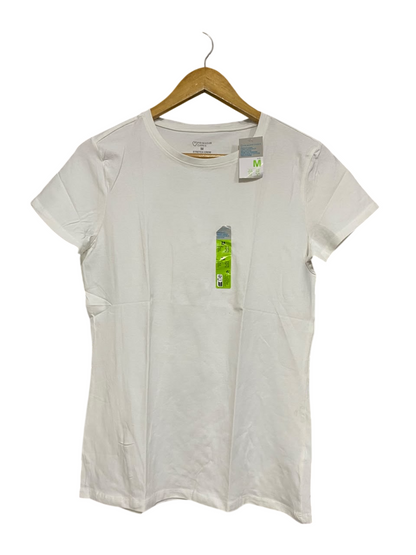 PRIMARK CARES |M| BUST 18| A64| WHITE STRETCH CREWNECK TECHNICAL UTILITY T-SHIRT