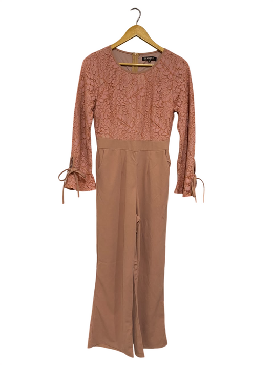 HAIQAH |S| BUST 16| A65| MAUVE LACE-ACCENTED WIDE-LEG  JUMPSUIT