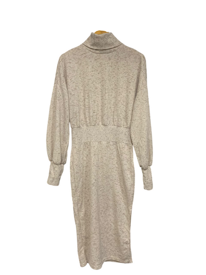 SHEIN |M| BUST 20| A65| HEATHER BEIGE TURTLENECK LONG-SLEEVE TECHNICAL UTILITY MIDI DRESS
