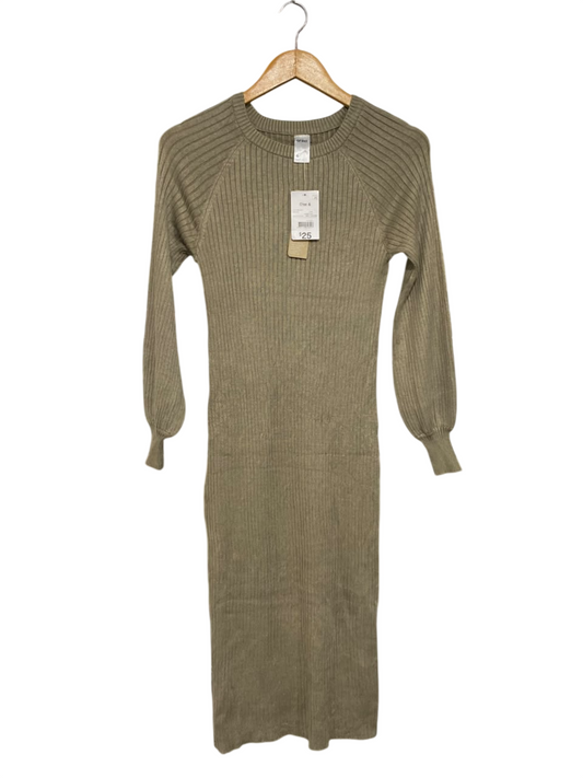 ANKO |XS| BUST 14| A65| OLIVE CREWNECK RIBBED  MIDI DRESS
