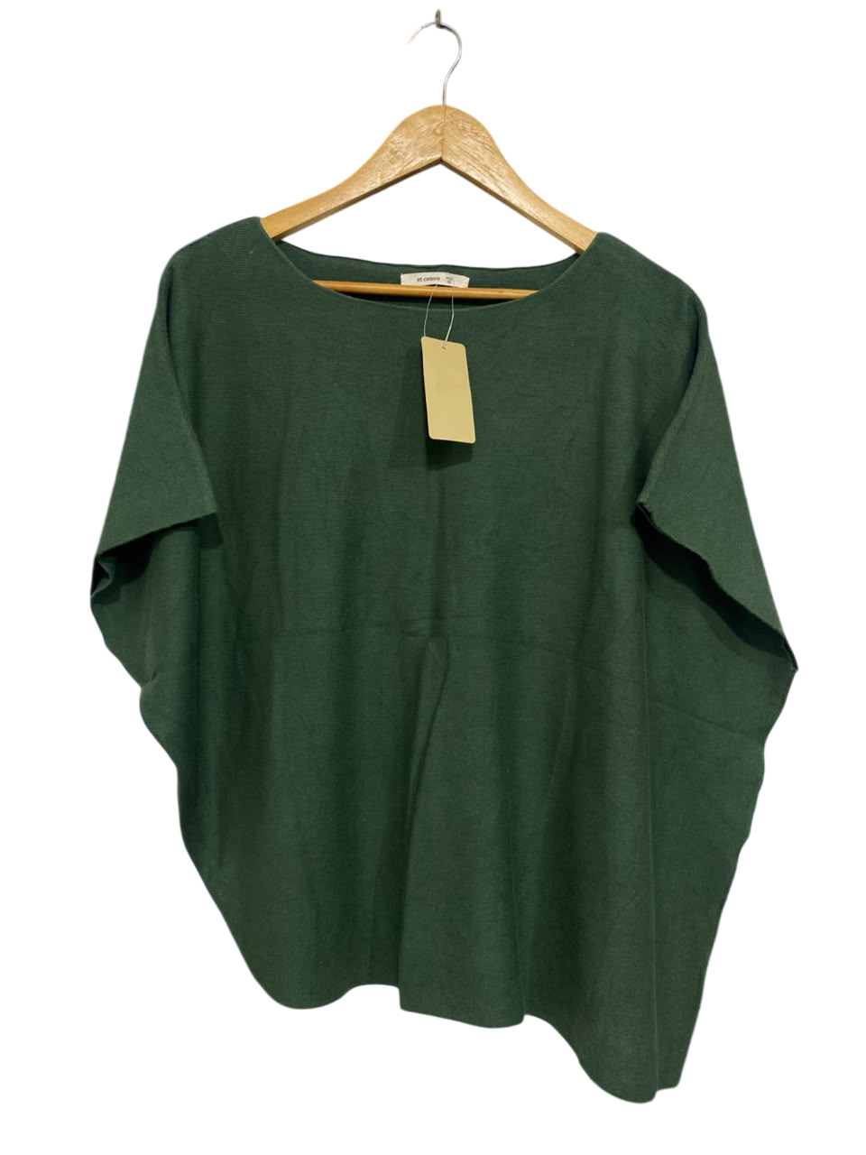 ET CETERA |M| BUST 29| A65| DARK GREEN OVERSIZED PONCHO-STYLE TECHNICAL UTILITY TOP