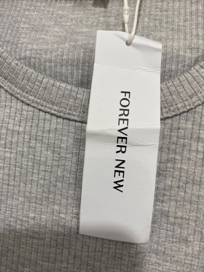 FOREVER NEW |XS| BUST 13| A65| GREY SCOOP-NECK RIBBED TECHNICAL UTILITY SHORT-SLEEVE TOP