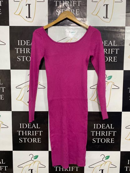 VALLEY GIRL |S| BUST 13| A65| PINK SCOOP-NECK BUTTON-FRONT RIBBED TECHNICAL UTILITY DRESS