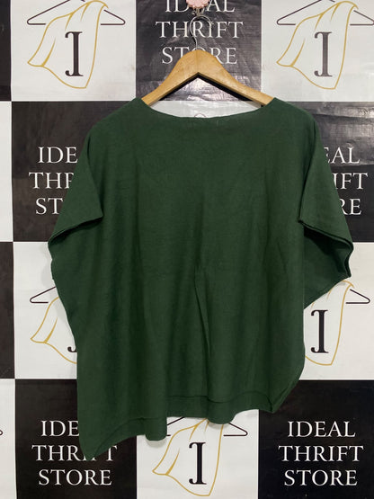 ET CETERA |M| BUST 29| A65| DARK GREEN OVERSIZED PONCHO-STYLE TECHNICAL UTILITY TOP