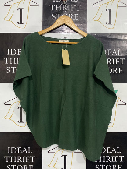ET CETERA |M| BUST 29| A65| DARK GREEN OVERSIZED PONCHO-STYLE TECHNICAL UTILITY TOP