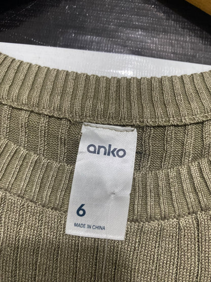 ANKO |XS| BUST 14| A65| OLIVE CREWNECK RIBBED TECHNICAL UTILITY MIDI DRESS