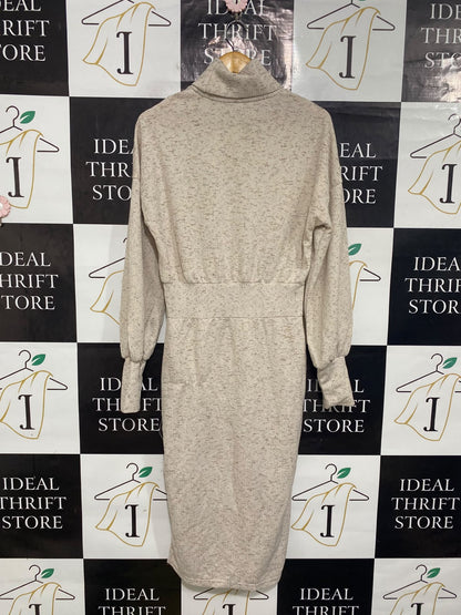 SHEIN |M| BUST 20| A65| HEATHER BEIGE TURTLENECK LONG-SLEEVE TECHNICAL UTILITY MIDI DRESS