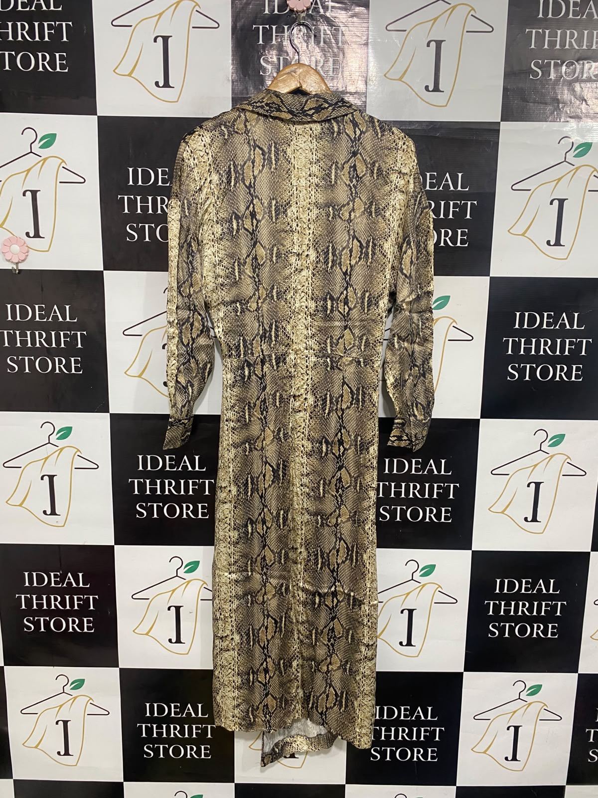 ZARA WOMAN |M| BUST 20| A65| BASIC SNAKESKIN-PRINT WRAP-FRONT TECHNICAL UTILITY MIDI DRESS