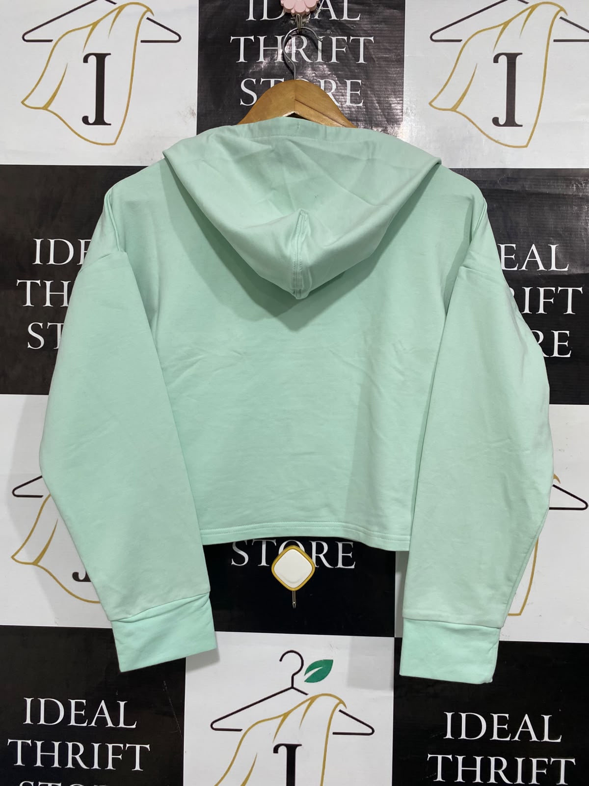 PUMA |M| BUST 23| A65| MINT GREEN LOGO-BRANDED CROPPED TECHNICAL UTILITY HOODIE