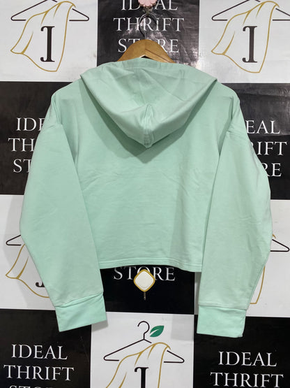 PUMA |M| BUST 23| A65| MINT GREEN LOGO-BRANDED CROPPED TECHNICAL UTILITY HOODIE
