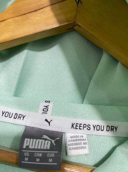 PUMA |M| BUST 23| A65| MINT GREEN LOGO-BRANDED CROPPED TECHNICAL UTILITY HOODIE