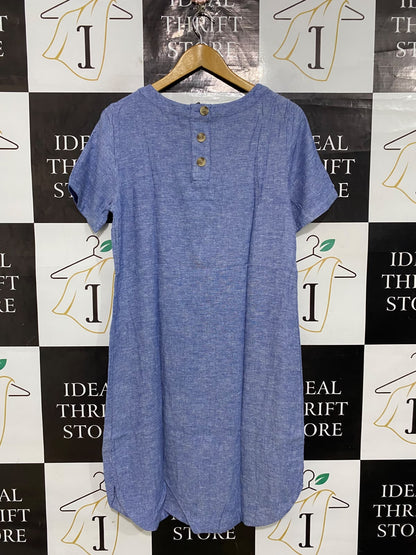 M&S |M| BUST 18| A65| BLUE CREWNECK SHORT-SLEEVE TECHNICAL UTILITY DRESS