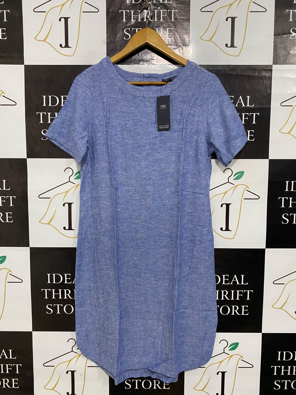 M&S |M| BUST 18| A65| BLUE CREWNECK SHORT-SLEEVE TECHNICAL UTILITY DRESS