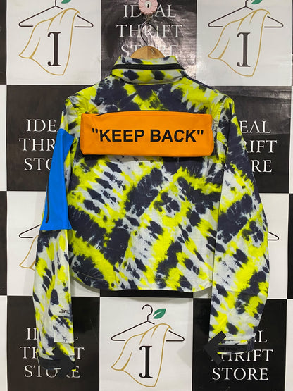 NIKE |M| BUST 20| A65| OFF-WHITE X NIKE YELLOW AND BLACK TIE-DYE MULTI-POCKET TECHNICAL UTILITY JACKET