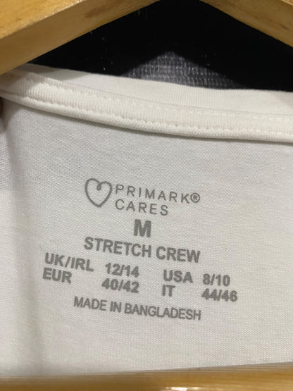 PRIMARK CARES |M| BUST 18| A64| WHITE STRETCH CREWNECK TECHNICAL UTILITY T-SHIRT
