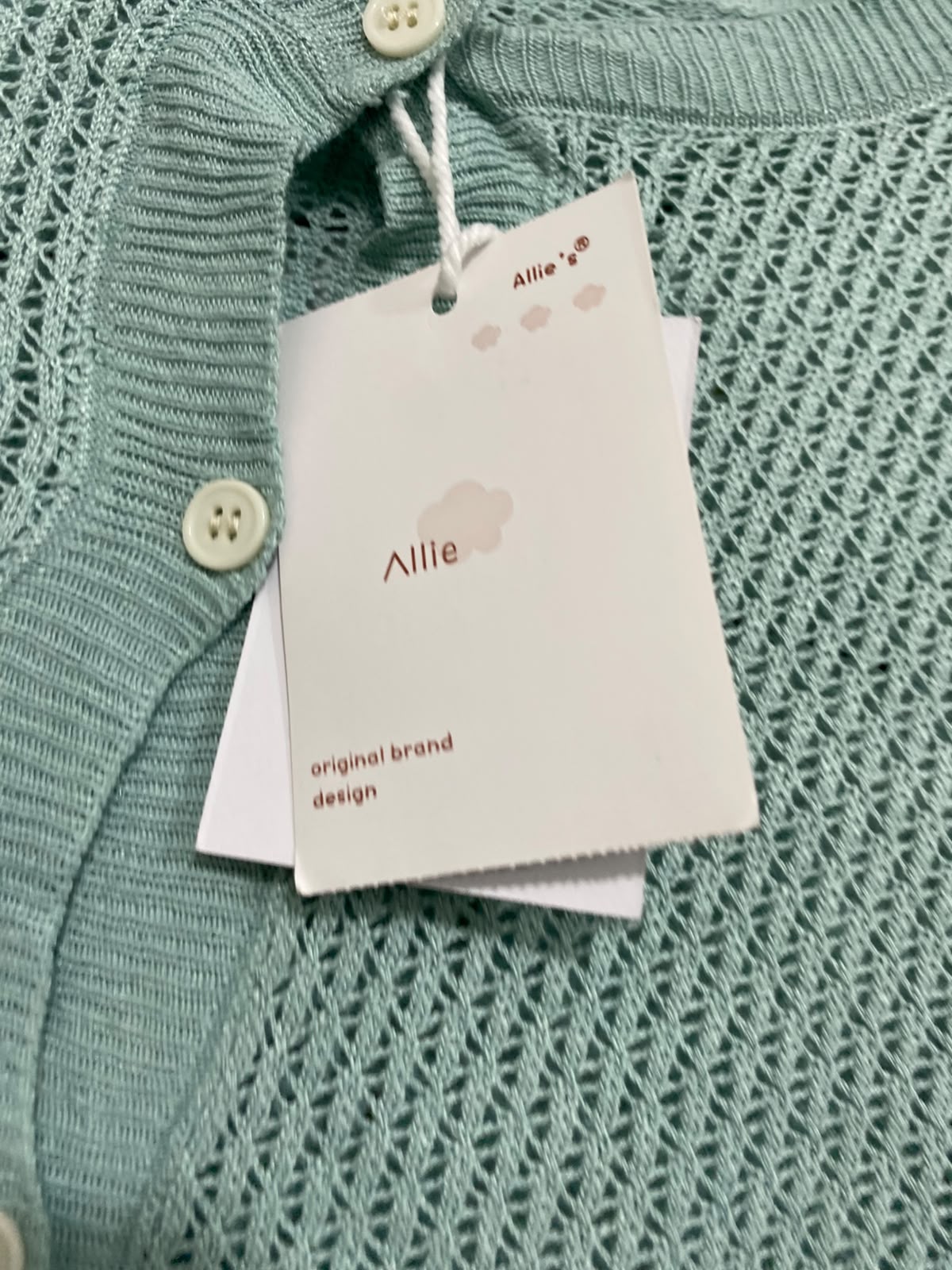 ALLIE |S| BUST 17| A64| SAGE GREEN OPEN-KNIT BUTTON-FRONT TECHNICAL UTILITY CARDIGAN