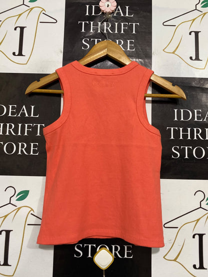 DECJUBA KIDS |XS| BUST 14| A64| CORAL RIBBED CREWNECK TECHNICAL UTILITY TANK TOP