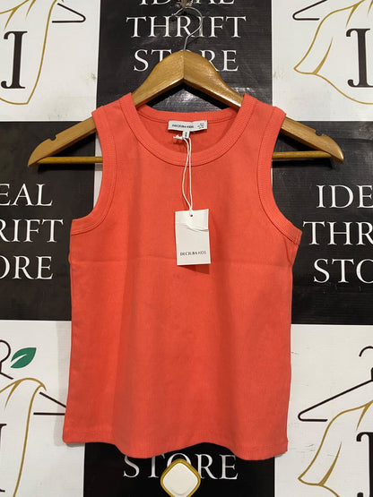 DECJUBA KIDS |XS| BUST 14| A64| CORAL RIBBED CREWNECK TECHNICAL UTILITY TANK TOP