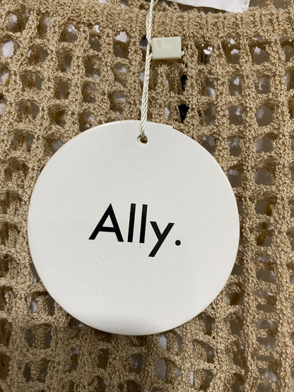 ALLY |M| BUST 14| A64| BEIGE OPEN-KNIT BOAT-NECK TECHNICAL UTILITY CROP TOP