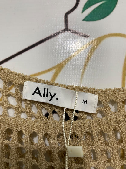 ALLY |M| BUST 14| A64| BEIGE OPEN-KNIT BOAT-NECK TECHNICAL UTILITY CROP TOP