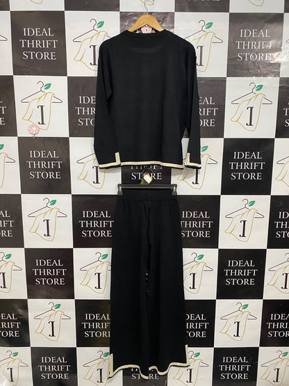 |S| A64| BLACK AND CREAM CONTRAST-TRIM TECHNICAL UTILITY TWO-PIECE SET