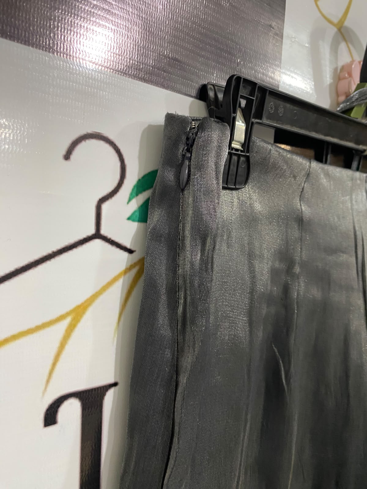 H&M |M| A64| METALLIC CHARCOAL GREY SHIRT AND WIDE-LEG PANT TECHNICAL UTILITY TWO-PIECE SET