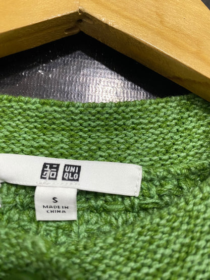 UNIQLO |S| BUST 18| A64| GREEN TEXTURED BUTTON-FRONT TECHNICAL UTILITY CARDIGAN