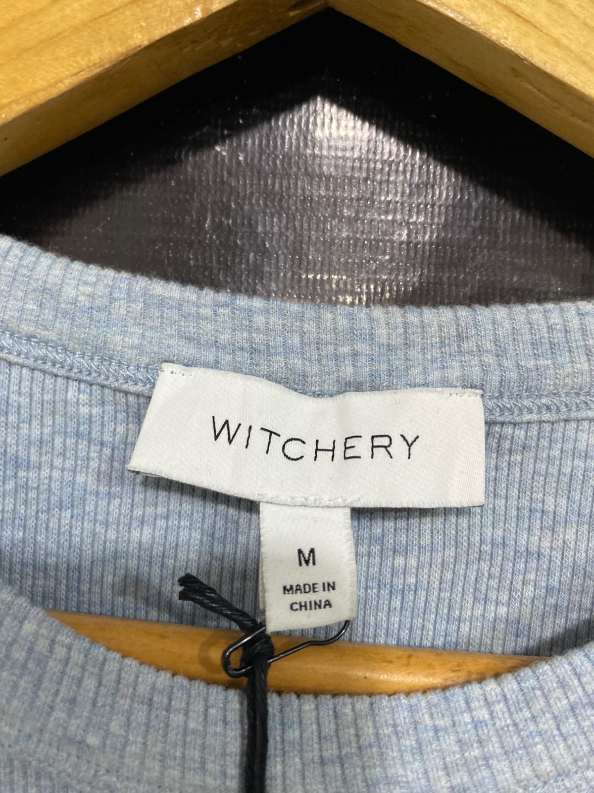 WITCHERY |M| BUST 15| A64| GREY MELANGE RIBBED CREWNECK SHORT-SLEEVE TECHNICAL UTILITY TEE