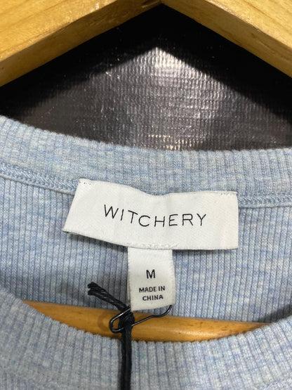 WITCHERY |M| BUST 15| A64| GREY MELANGE RIBBED CREWNECK SHORT-SLEEVE TECHNICAL UTILITY TEE