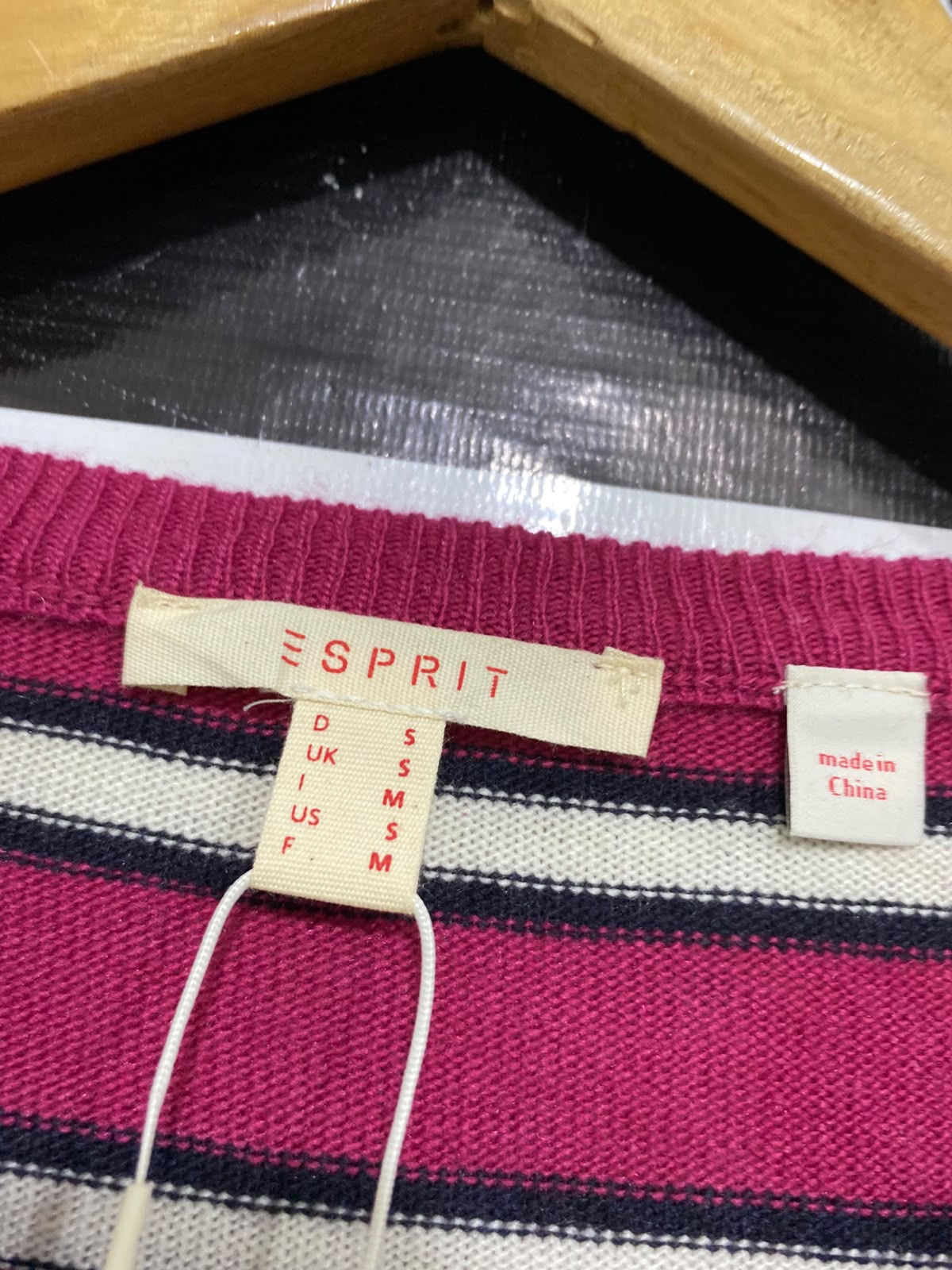 ESPRIT |S| BUST 18| A64| MAGENTA AND WHITE STRIPED CREWNECK LONG-SLEEVE TECHNICAL UTILITY SWEATER