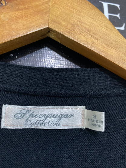 SPICYSUGAR |S| BUST 16| A64| BLACK EMBELLISHED-TRIM V-NECK TECHNICAL UTILITY CARDIGAN