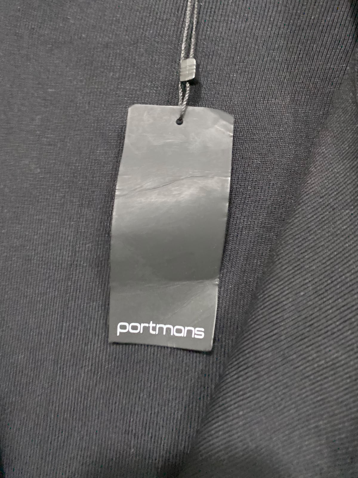 PORTMAN |M| BUST 18| A64| BLACK DRAPE-COLLAR OPEN-FRONT TECHNICAL UTILITY CARDIGAN