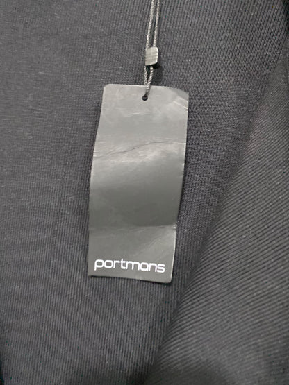 PORTMAN |M| BUST 18| A64| BLACK DRAPE-COLLAR OPEN-FRONT TECHNICAL UTILITY CARDIGAN