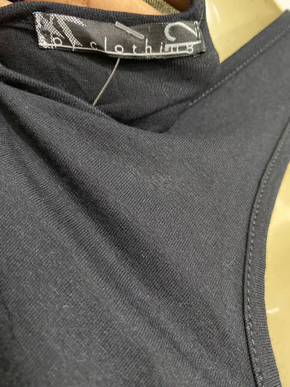 SPY CLOTHING |M| BUST 19| A64| BLACK TIE-FRONT SCOOP-NECK SLEEVELESS TECHNICAL UTILITY CROP TANK