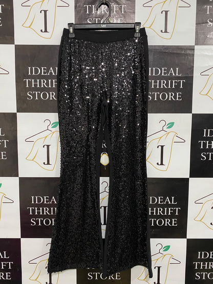 SHEIN |S| WAIST 28| A64| BLACK SEQUIN FLARED TECHNICAL UTILITY PANTS