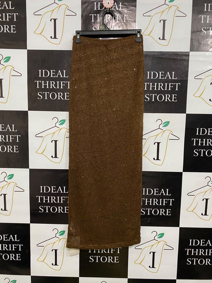 MUSERA |S| WAIST 26| A64| BRONZE METALLIC SHIMMER MAXI TECHNICAL UTILITY SKIRT