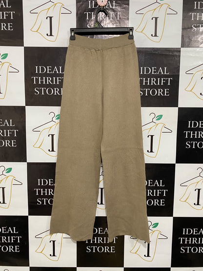|XS| WAIST 24| A64| BEIGE RIBBED WIDE-LEG TECHNICAL UTILITY PANTS