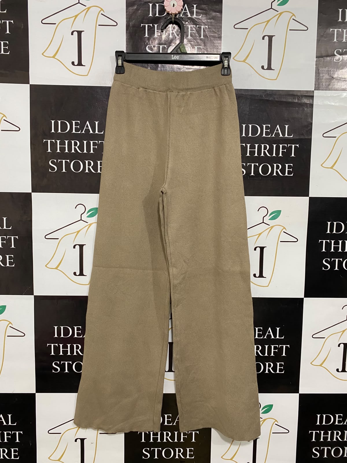 |XS| WAIST 24| A64| BEIGE RIBBED WIDE-LEG TECHNICAL UTILITY PANTS