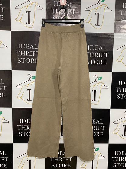 |XS| WAIST 24| A64| BEIGE RIBBED WIDE-LEG TECHNICAL UTILITY PANTS