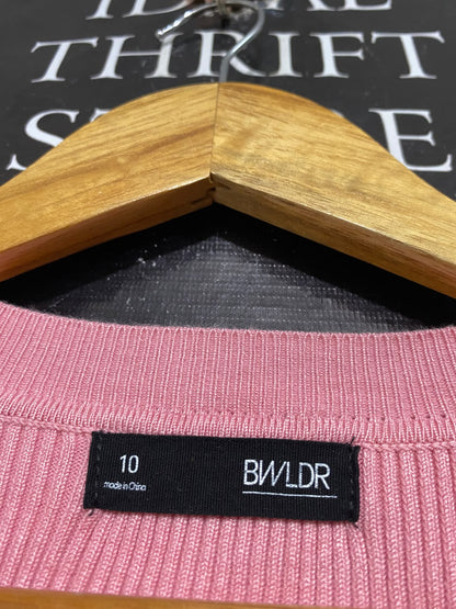 BWLDR |XS| BUST 13| A64| DUSTY PINK RIBBED CREWNECK SHORT-SLEEVE TECHNICAL UTILITY TEE