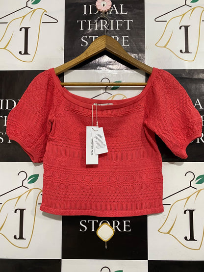 FOREVER NEW |XS| BUST 15| A64| CORAL TEXTURED KNIT OFF-SHOULDER TECHNICAL UTILITY TOP