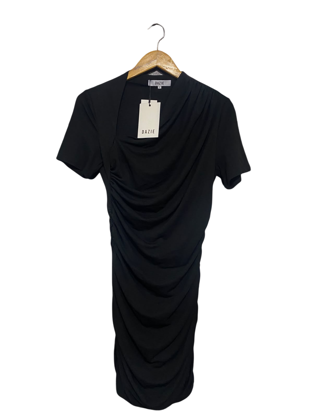 DAZIE |M| BUST 16| A65| BLACK RUCHED  MIDI DRESS