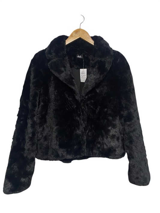 DOTTI |S| BUST 19| A65| BLACK FAUX-FUR  JACKET