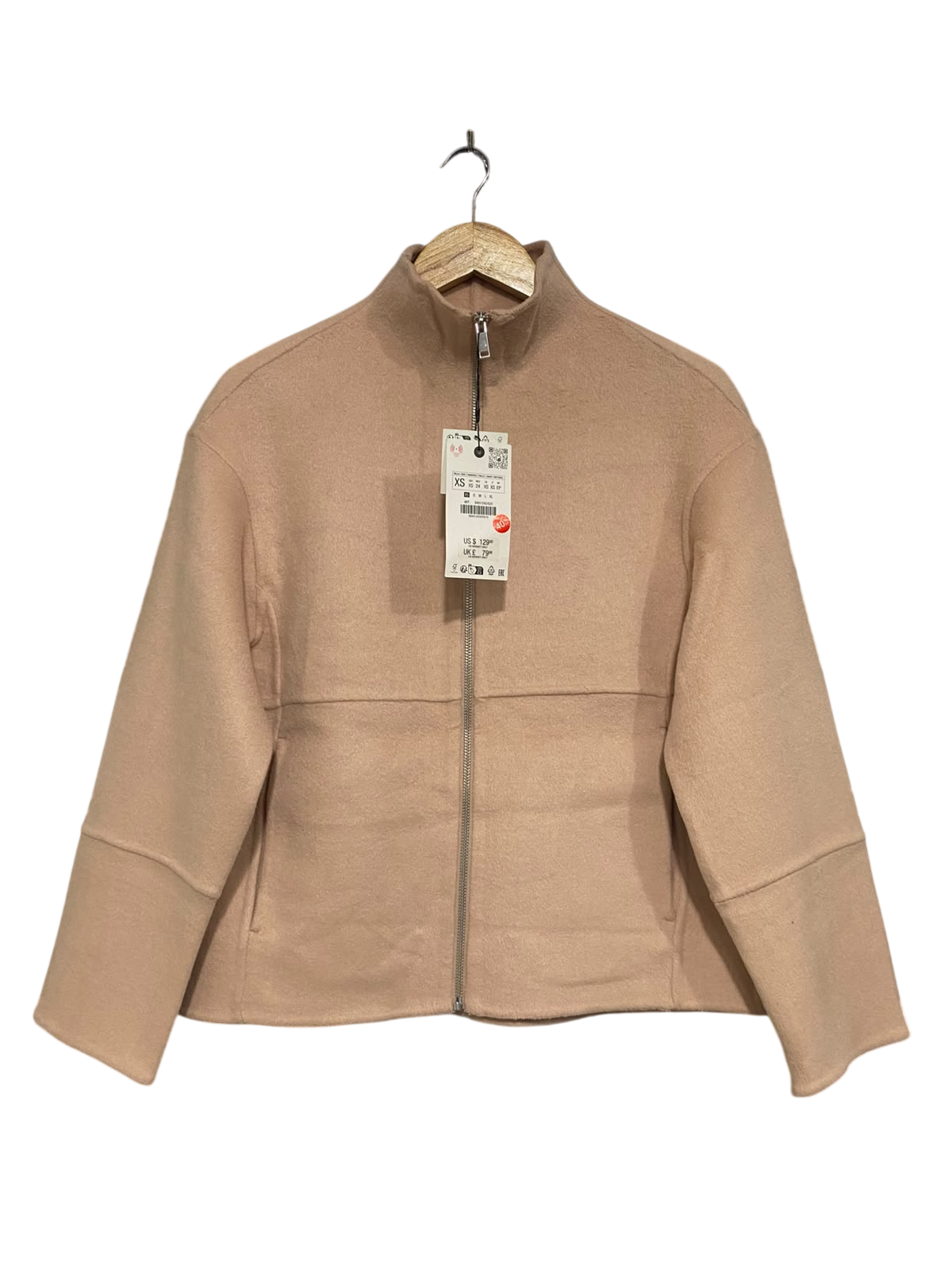 ZARA |XS| BUST 21| A65| CAMEL ZIP-UP JACKET