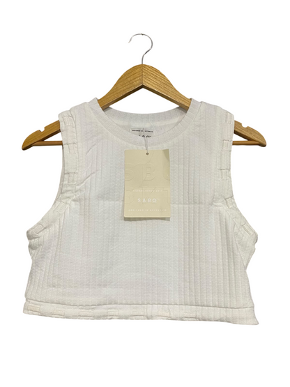 SABO |M| BUST 17| A65| WHITE RIBBED CROP TOP TANK