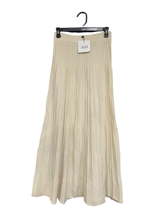 ATMOS & HERE |S| WAIST 26| A65| BEIGE RIBBED KNIT HIGH-WAISTED  MAXI SKIRT
