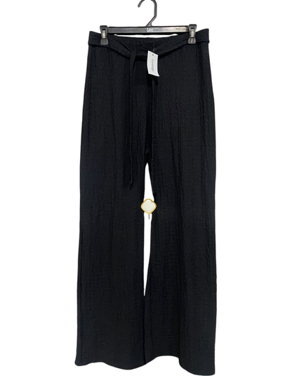 GEORGE |L| WAIST 30| A65| BLACK CRINKLED TIE-WAIST WIDE-LEG  PANTS